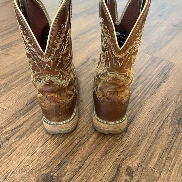 Justin Brown Western Boots Size 8.5 Square Toe - Picture 4 of 6